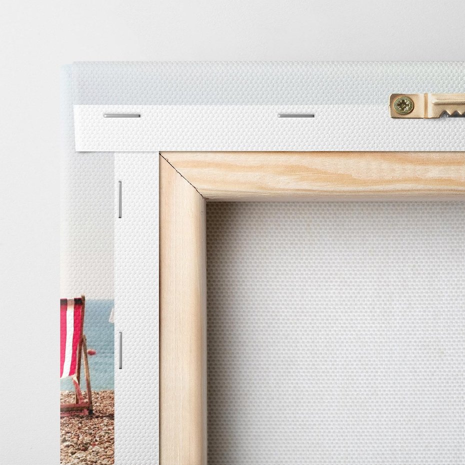 Obraz na płótnie 120x80 - Letnia retro bajka - fotografia, pasiaste leżaki