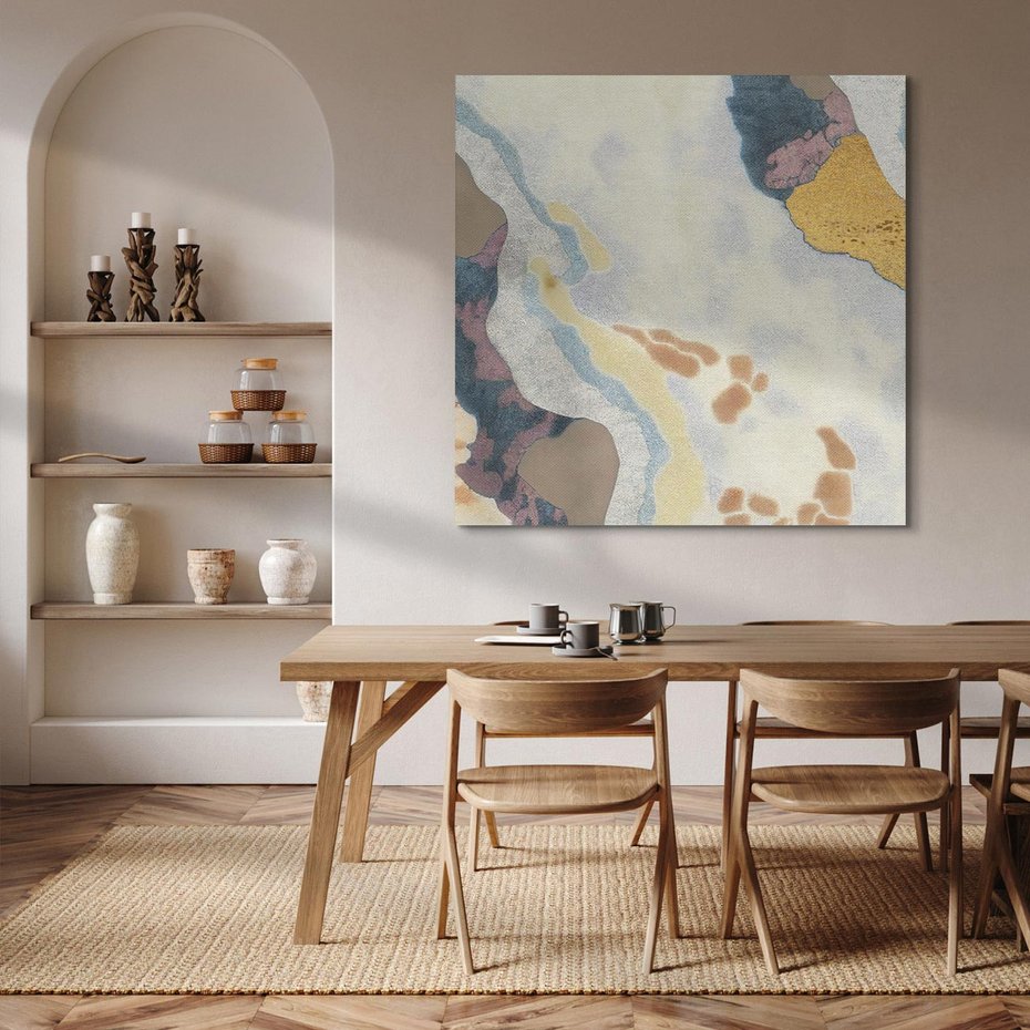 Obraz na płótnie 40x40 - Melancholijne oddechy pędzla - abstrakcyjne formy, zgaszone kolory