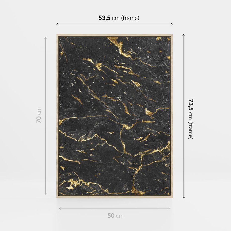 Obraz w ramie 50x70 - Egzotyczny Blask - marmur, złoto - rama drewno