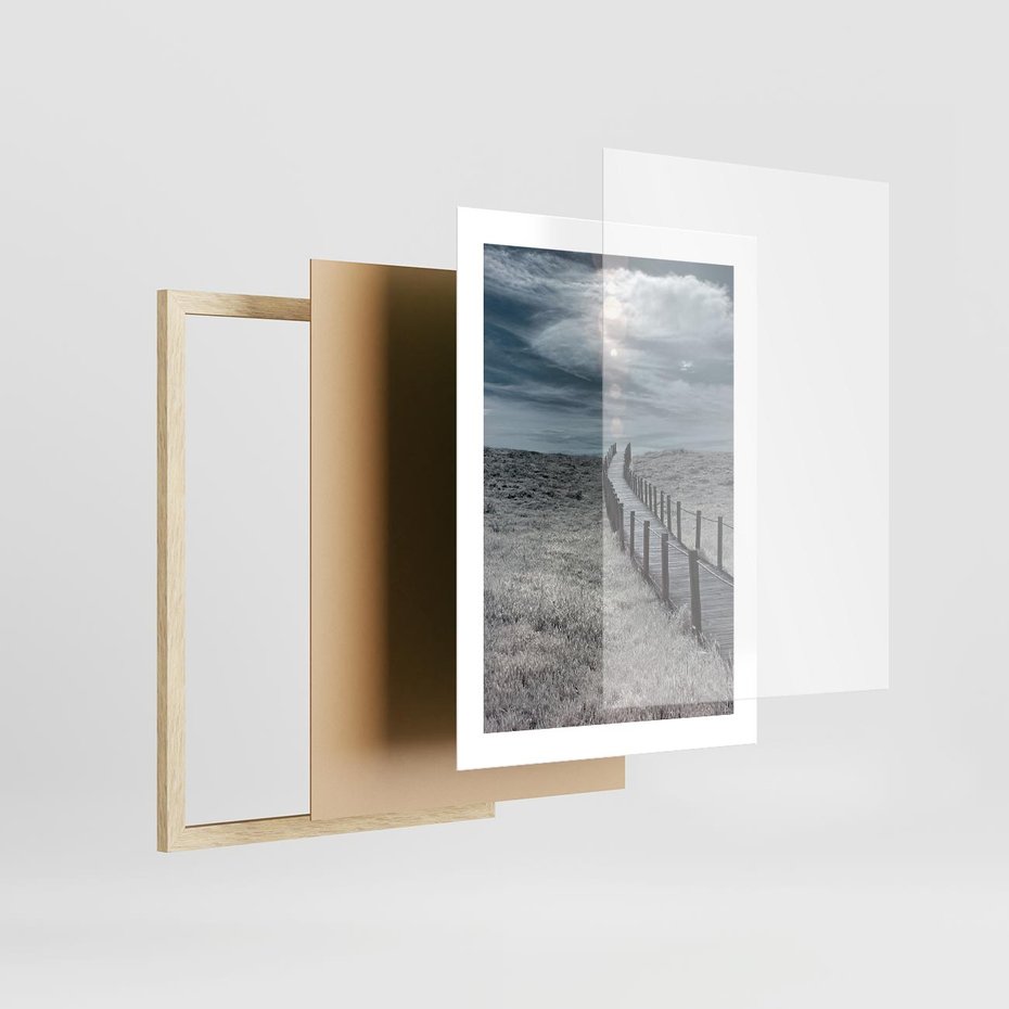 Plakat w ramie 30x40 - Burzowy pomost na plaży - plaża, pomost - rama drewno