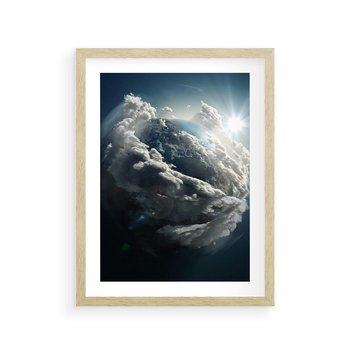 Plakat w ramie 30x40 - Chmurowa aura nad horyzontem - atmosfera, chmury - rama drewno