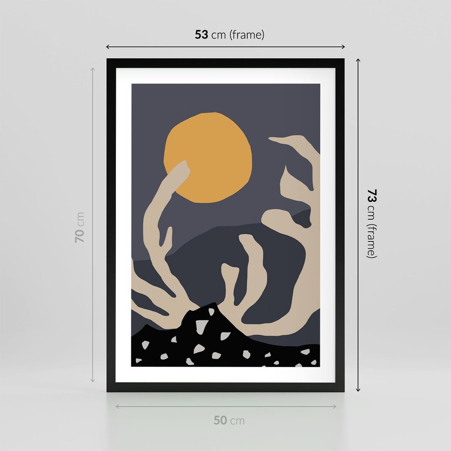 Plakat w ramie 50x70 - Tajemniczy Księżyc - nowoczesna sztuka, plakat - rama czarna