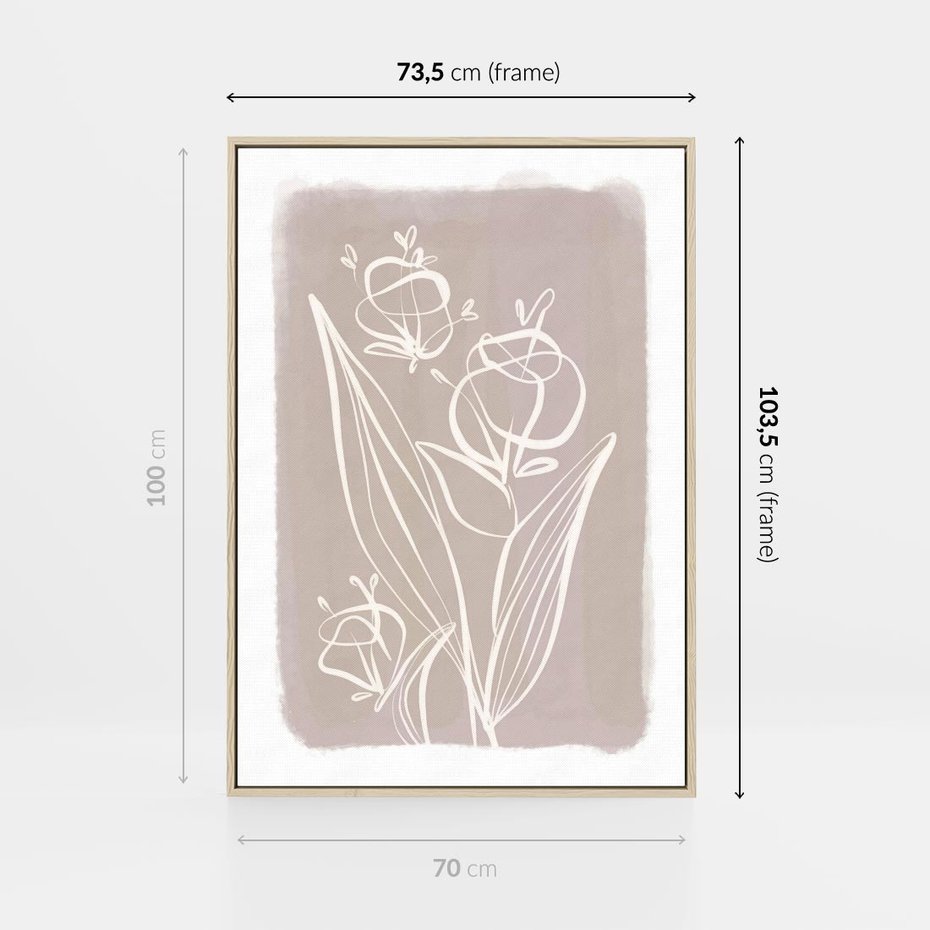 Obraz w ramie 70x100 - Pastelowe Nastroje - nowoczesny subtelny plakat, beżowy - rama drewno