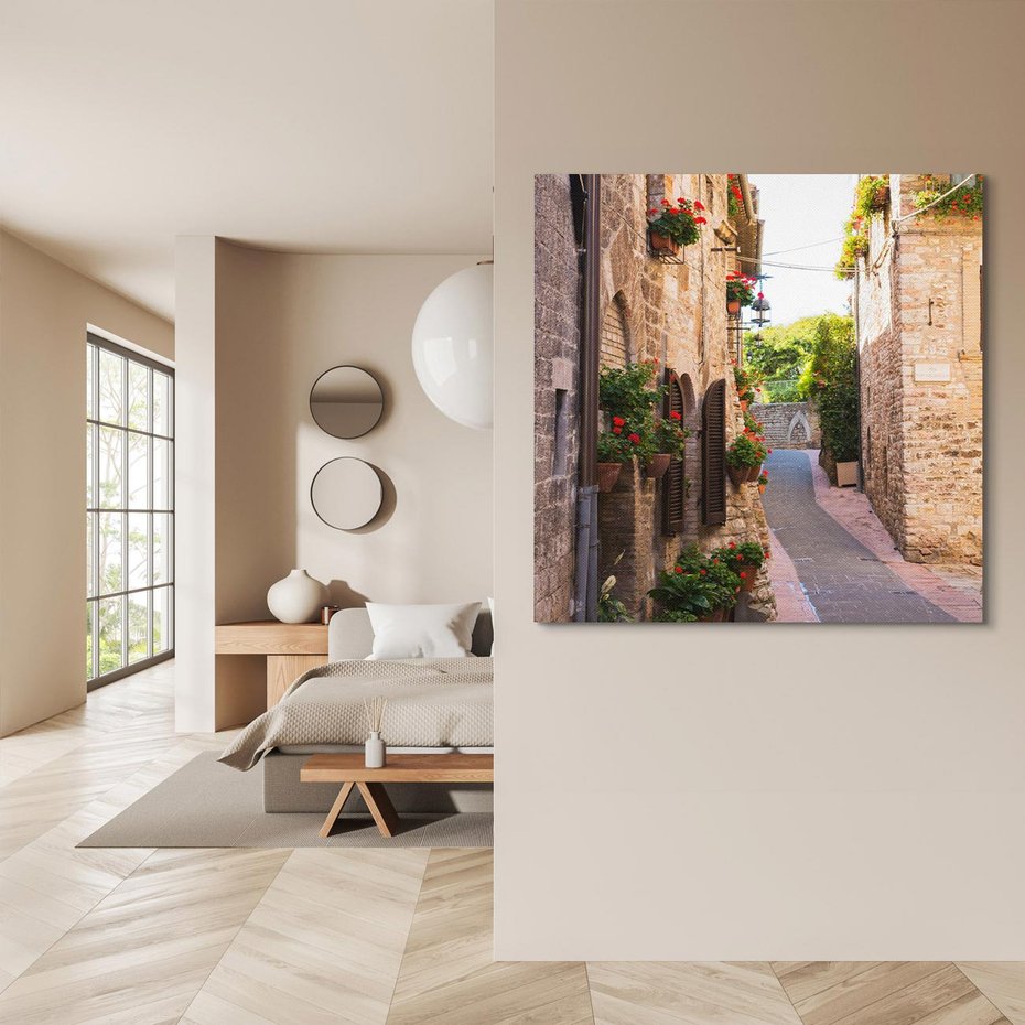 Obraz na płótnie 30x30 - Miłość na Romantycznej Uliczce - romantyczna, uliczka