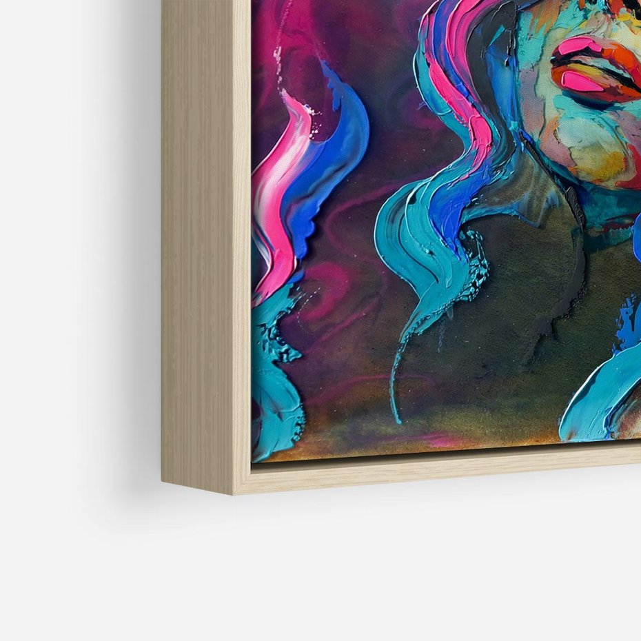 Obraz w ramie 50x50 - Bujna Ekspresja - grafika komputerowa, przypomina obraz olejny - rama drewno