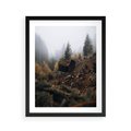 Plakat w ramie 40x50 - Górski las - stary zniszczony domek w górach, góry - rama czarna