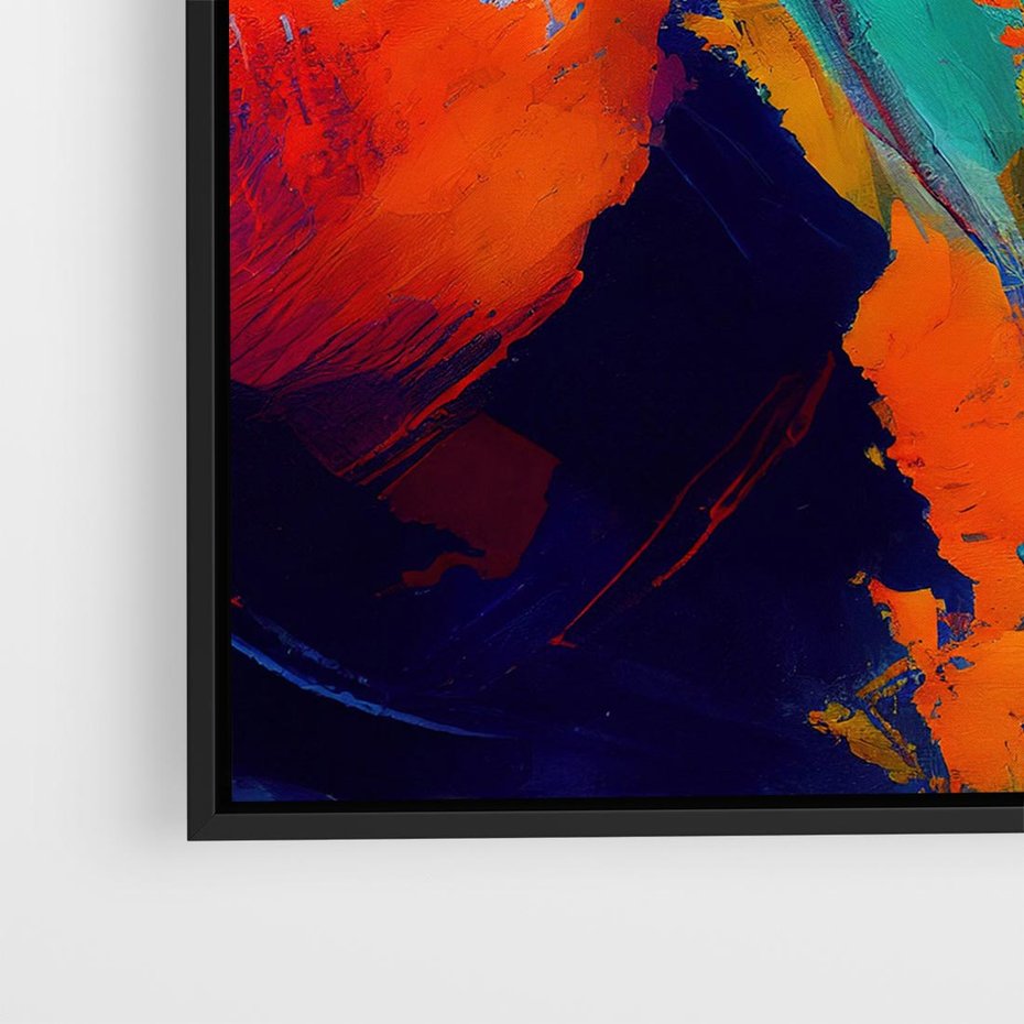Obraz w ramie 50x50 - Abstrakcyjne wizje czasu - żywe radosne kolory, plamy kolory - rama czarna
