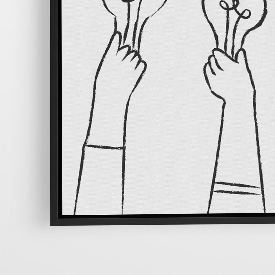 Obraz w ramie 70x50 - Idea w Rękach - szkic, grafika - rama czarna