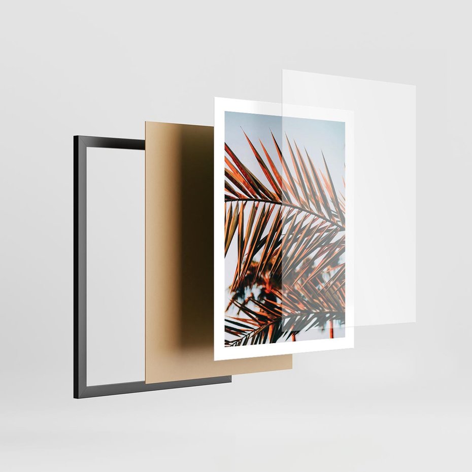 Plakat w ramie 50x70 - Tropikalna Harmonia - palma, liście palmy - rama czarna