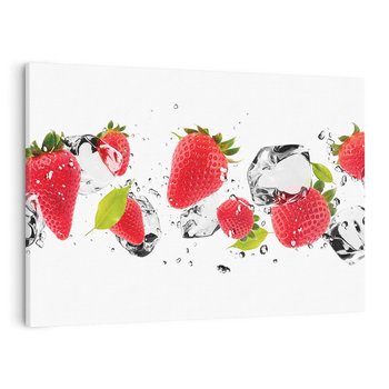 Obraz na płótnie 120x80 - Rajskie truskawki z wodą - truskawki, woda