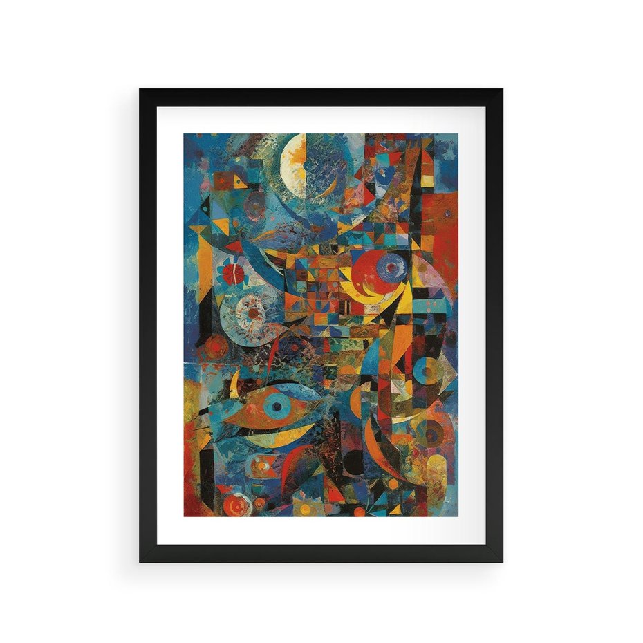 Plakat w ramie 30x40 - Migotliwe Przesunięcia Konturów - abstrakcyjny obraz, sztuka abstrakcji - rama czarna