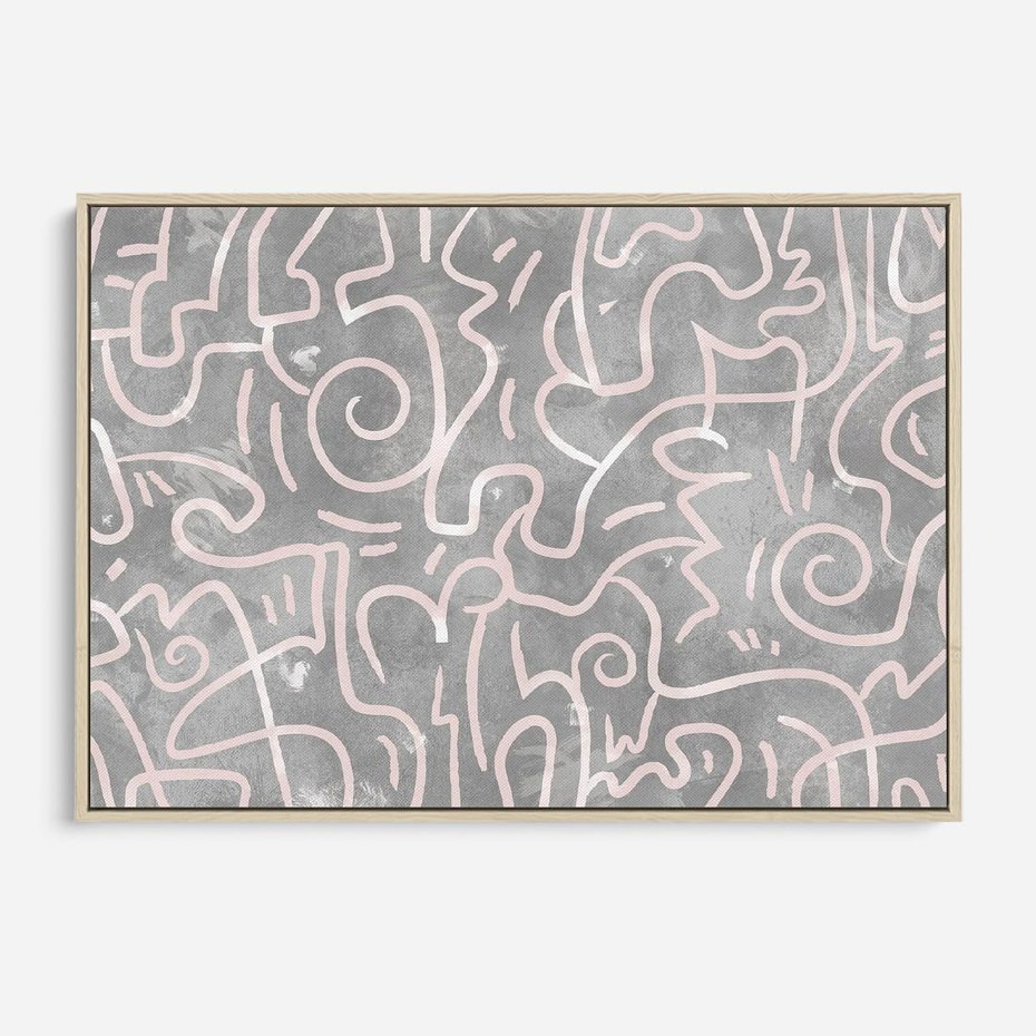 Obraz w ramie 70x50 - Sploty odblasków i zawirowań - abstrakcyjne rysunki, wzorek - rama drewno