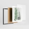 Plakat w ramie 40x50 - Zielona Równowaga - abstrakcyjny zielony ślimak, skandynawski design - rama czarna