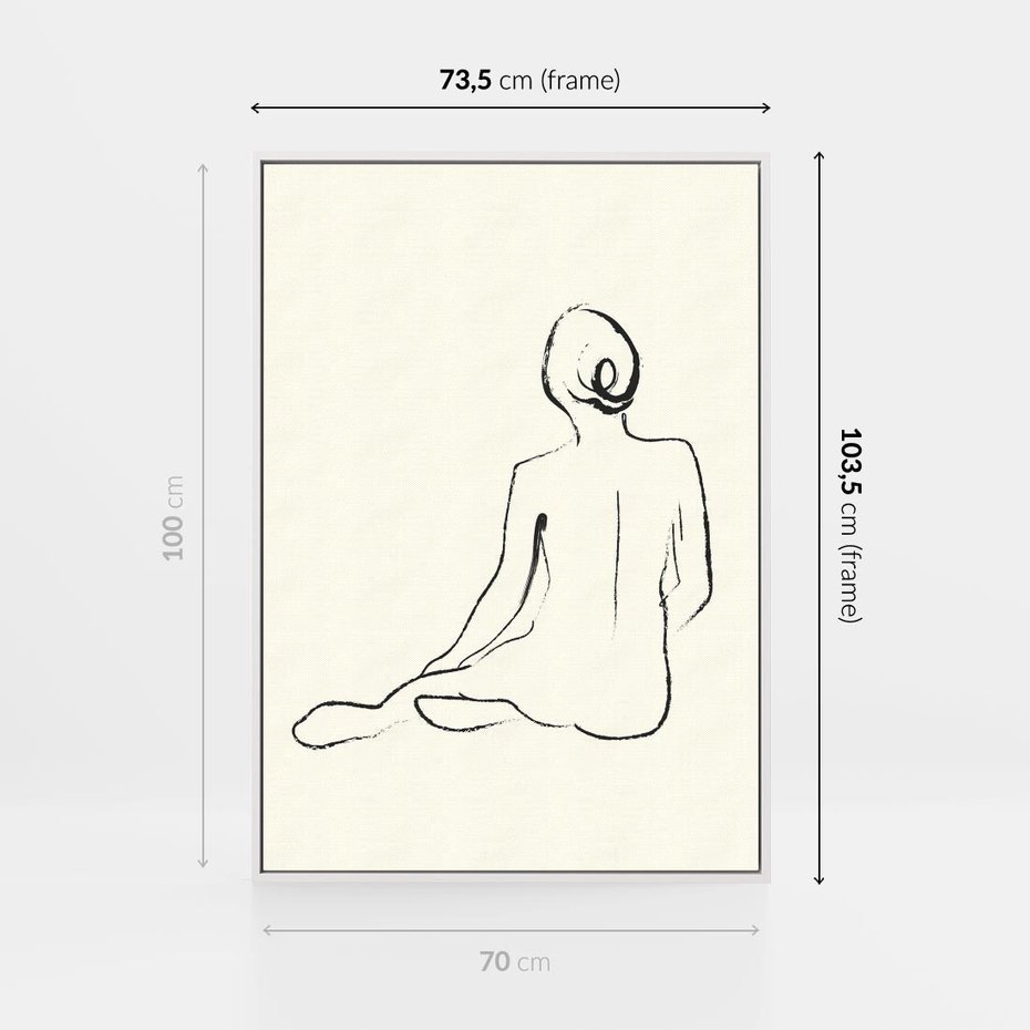 Obraz w ramie 70x100 - Akt w Minimalizmie - kobieta akt, minimalizm - rama biała