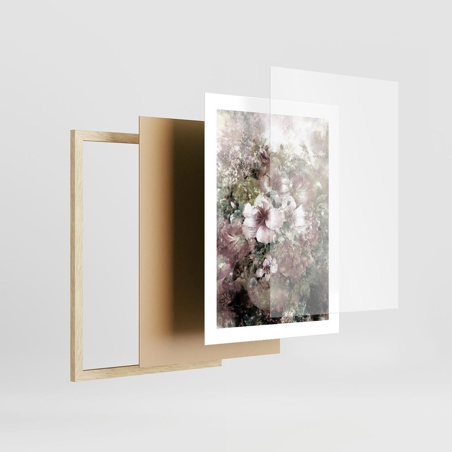 Plakat w ramie 30x40 - Piękno natury na płótnie - kwiaty, olejne - rama drewno