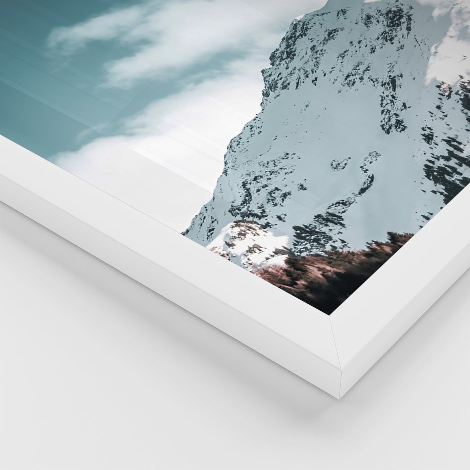 Zestaw obrazy w ramie 50x70 galeria - Zima, w, górach, droga, perspektywa - rama biała