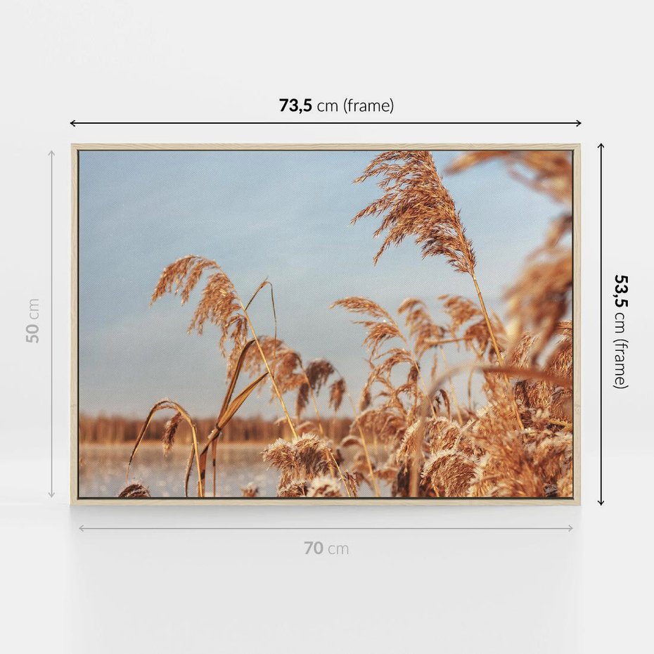 Obraz w ramie 70x50 - Wyraz Stylu - trawy, boho - rama drewno