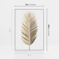 Obraz w ramie 70x100 - Złoty blask palmowego liścia - złota, palma - rama biała