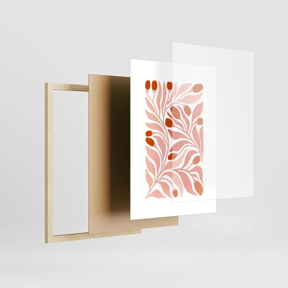 Plakat w ramie 30x40 - Nieskrępowane wyobraźnie kolorów - kwiaty, pastelowe kolory - rama drewno