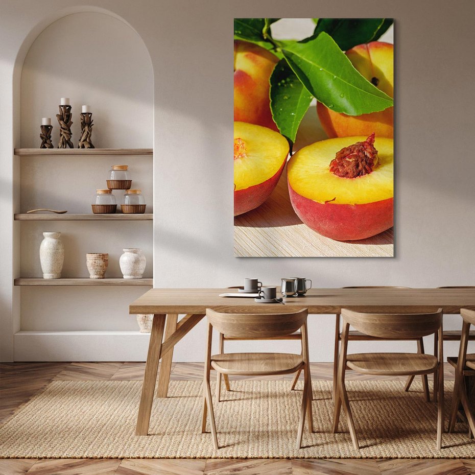 Obraz na płótnie 80x120 - Brzoskwinie Delikatny Urok - brzoskwinie, owoce