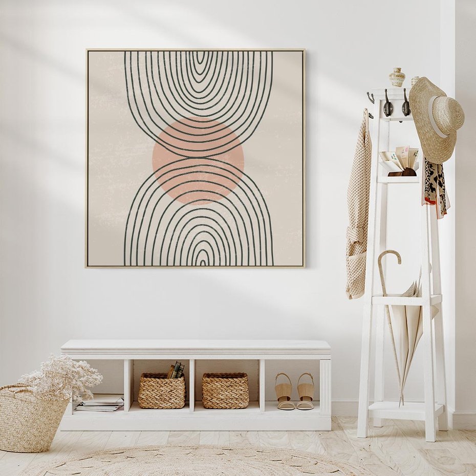 Obraz w ramie 80x80 - Nowy Rytuał - abstrakcyjna sztuka, boho kształty - rama drewno