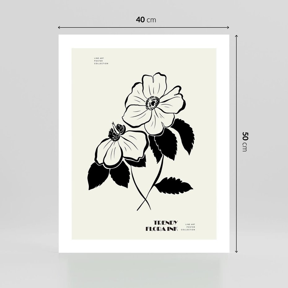 Plakat bez ramy 40x50 - Poezja kwiecistej kreski - kwiaty, minimalistyczne