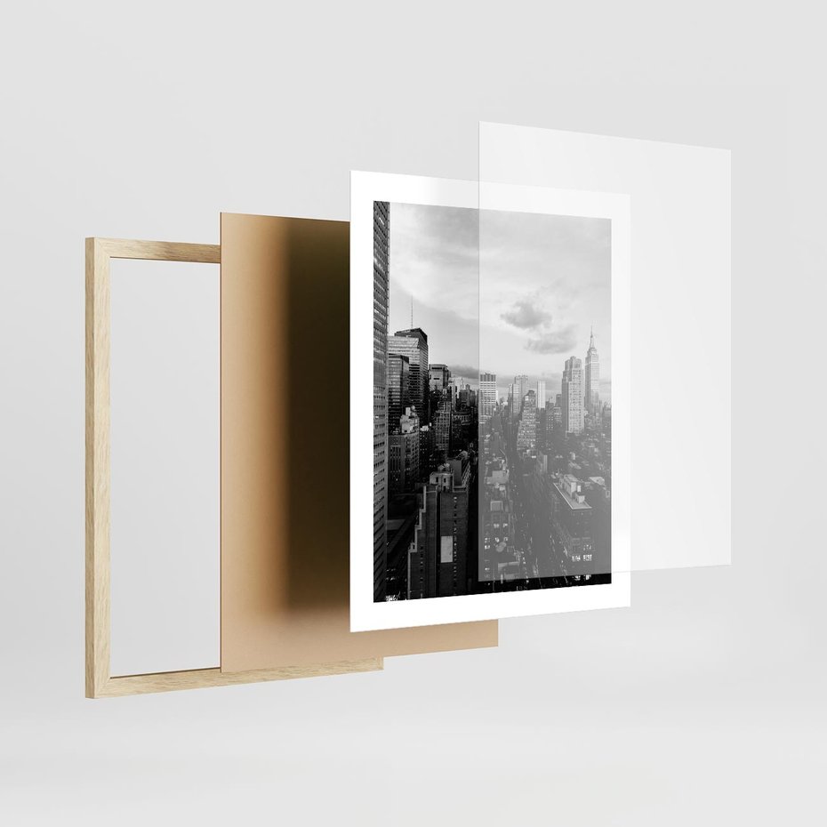 Plakat w ramie 40x50 - Wibracje Miejskiego Życia - miasto, wieżowce - rama drewno
