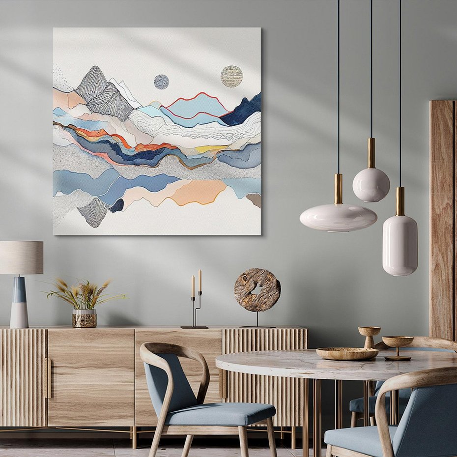 Obraz na płótnie 30x30 - Dynamiczne Góry - akwarelowe graficzne góry, krajobraz