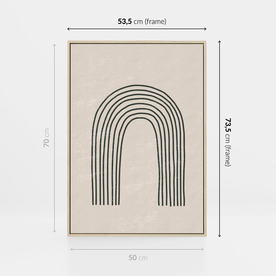 Obraz w ramie 50x70 - Intrygujące Zagięcia - boho plakat, czarna tęcza - rama drewno