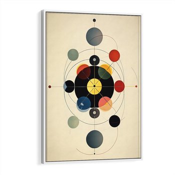 Obraz w ramie 50x70 - Bezgraniczny Taniec Światła - abstrakcyjna geometryczna kompozycja, koła linie - rama biała