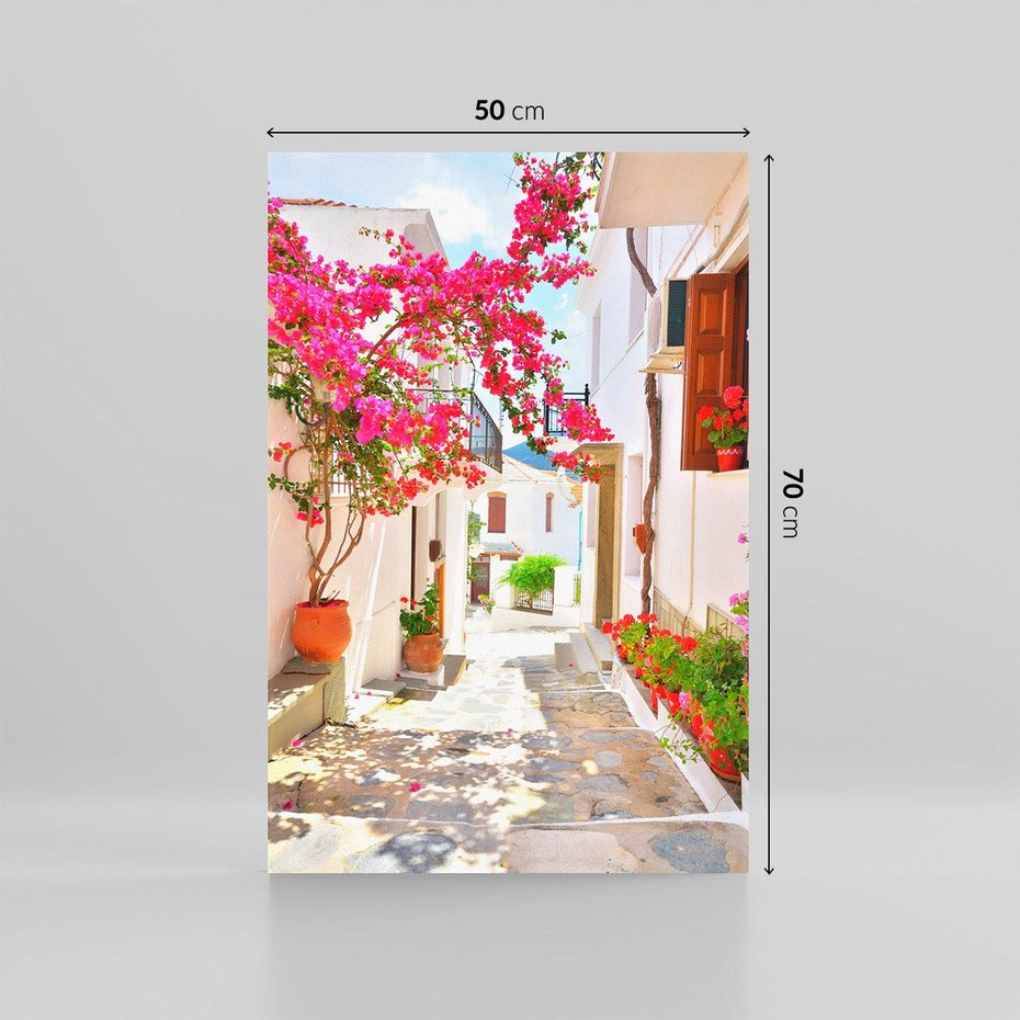 Obraz na płótnie 50x70 - Kwiatowa uliczka wakacji - kwiaty, uliczka