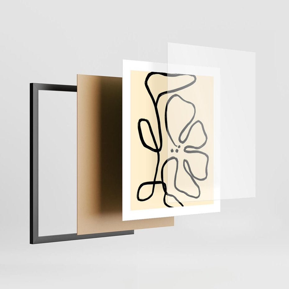 Plakat w ramie 40x50 - Zaklęte Aberracje - abstrakcyjna sztuka, przypominająca kwiat - rama czarna