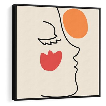 Obraz w ramie 50x50 - Taniec Przenikających Plam - abstrakcyjny obraz, przypomina twarz - rama czarna