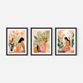 Zestaw obrazy w ramie 50x70 galeria - boho, liście, palmy, etniczne - rama czarna