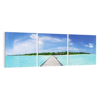 Obraz na płótnie 90x30 - Idylliczne molo na wyspie - plaża, molo