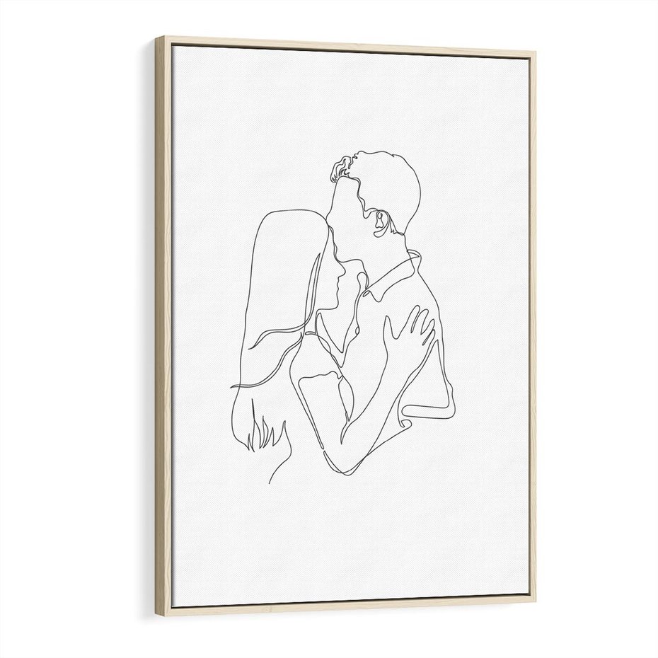 Obraz w ramie 70x100 - Bezgraniczne Przenikanie - para zakochanych, kobieta i mężczyzna - rama drewno
