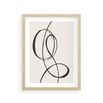 Plakat w ramie 30x40 - Zaklęte Linie - abstrakcyjne szkicowane linie, minimalizm - rama drewno