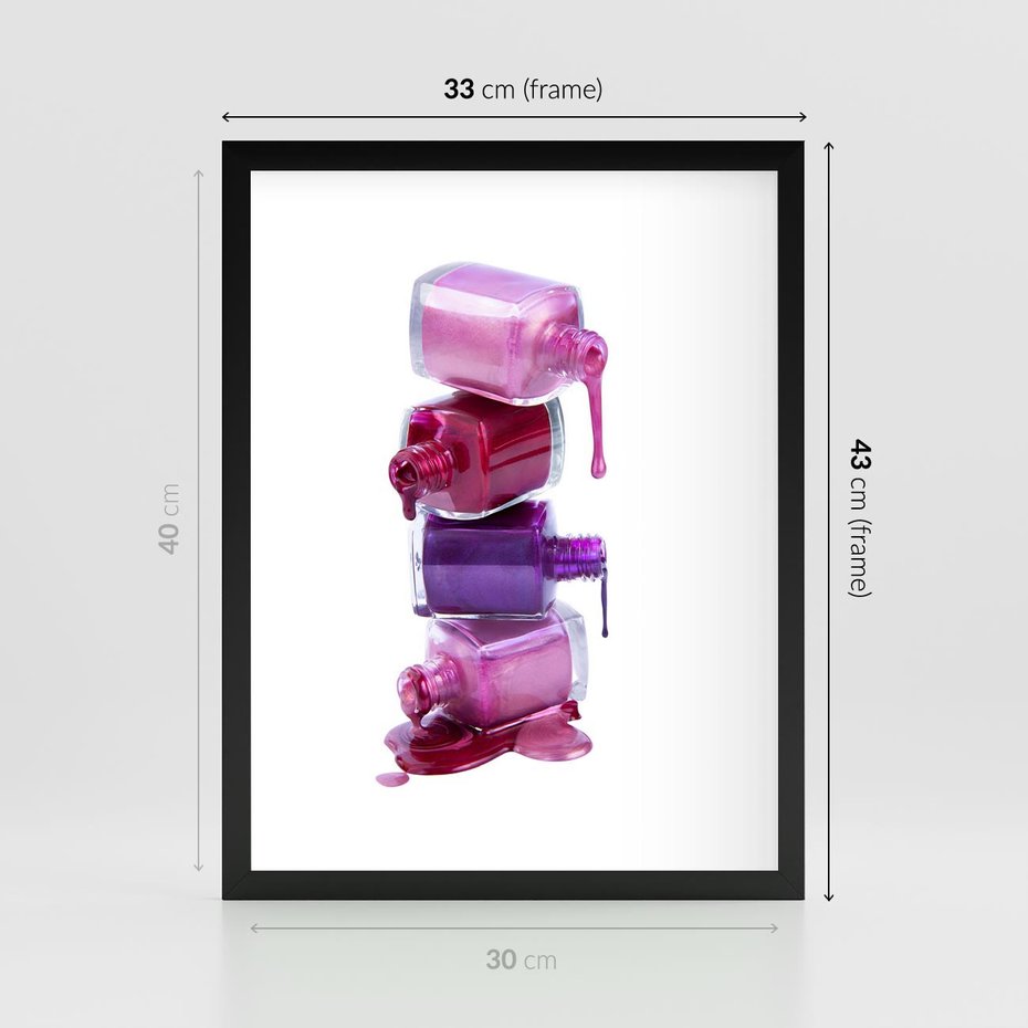 Plakat w ramie 30x40 - Kolorowe Paznokcie - lakiery, do paznokci - rama czarna