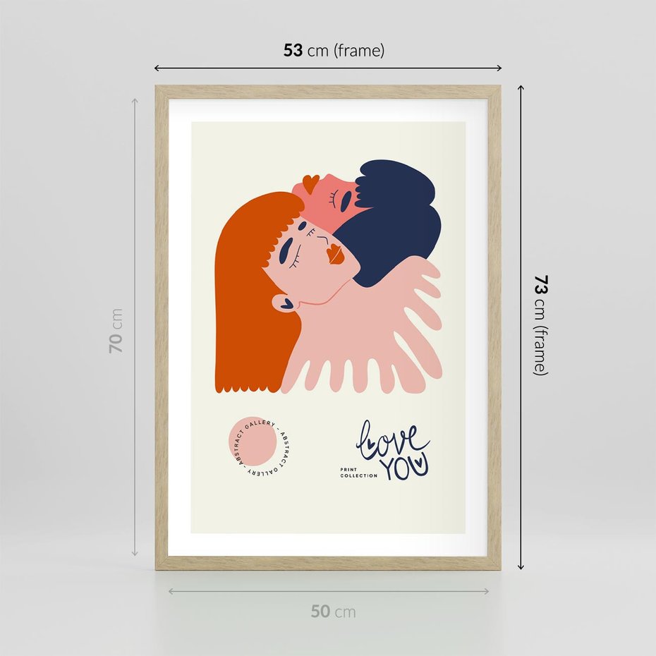 Plakat w ramie 50x70 - Rondo melancholii - para zakochanych, graficzny obraz - rama drewno