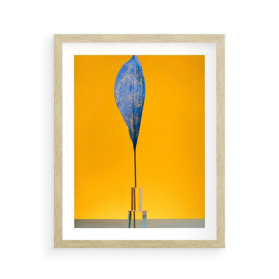 Plakat w ramie 40x50 - Niebiańskie liście - liść, liście - rama drewno