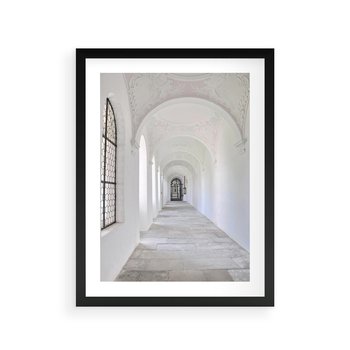 Plakat w ramie 50x70 - Architektoniczne Przejście - architektura, korytarz - rama czarna