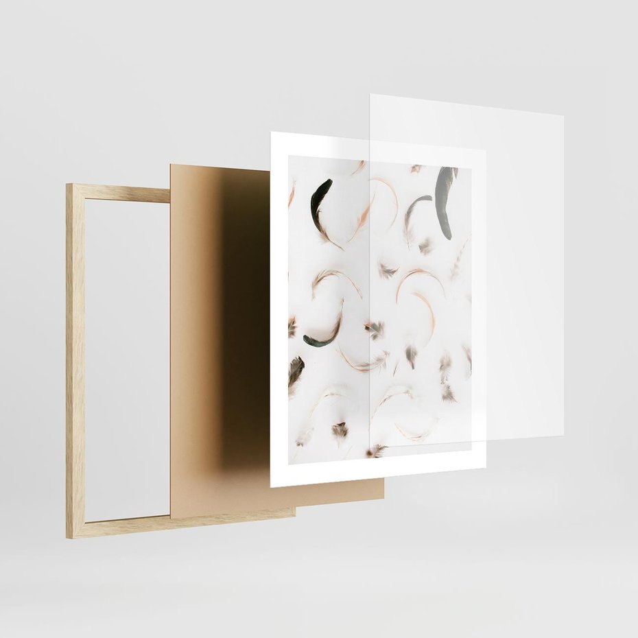 Plakat w ramie 40x50 - Kompozycja z Piór - pióra, kompozycja - rama drewno