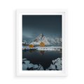 Plakat w ramie 50x70 - Minimalizm i Urok Natury - skandynawskie, domki - rama biała