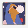 Obraz w ramie 80x80 - Odbicie Kobiety - nowoczesny plakat, styl retro - rama drewno