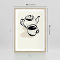 Plakat w ramie 50x70 - Kawa w Minimalistycznym Szkicu - grafika, szkic - rama drewno