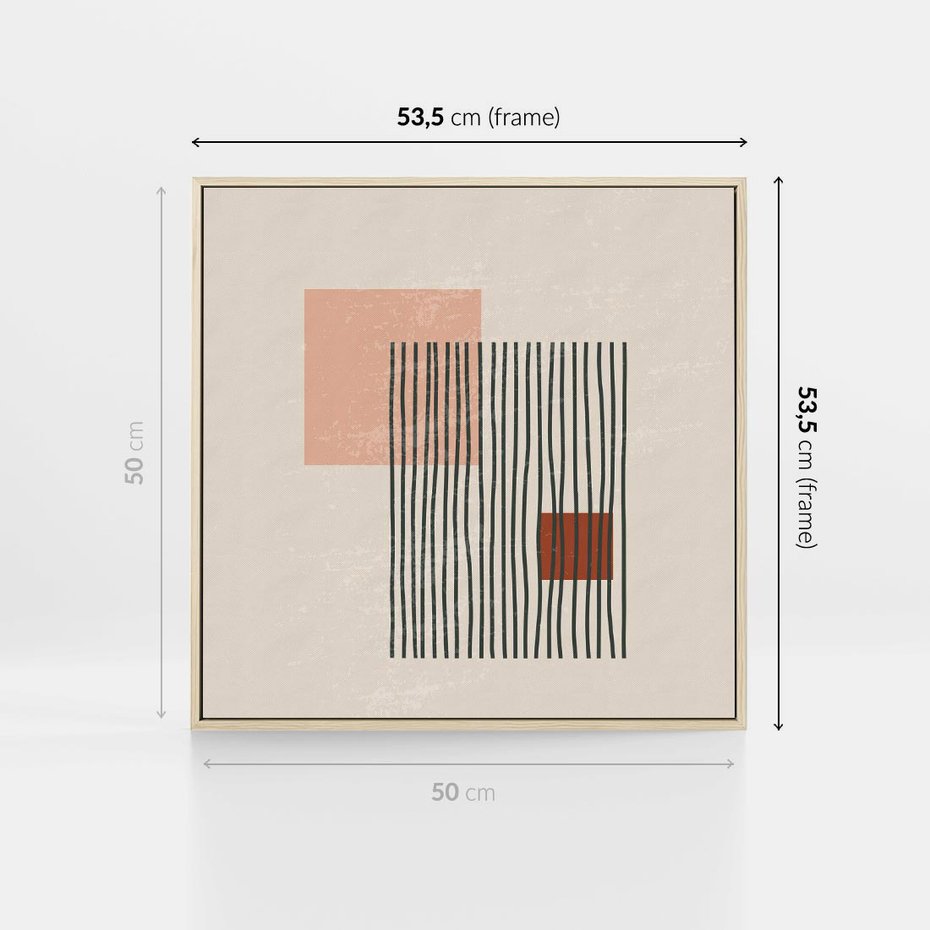 Obraz w ramie 50x50 - Przenikające Formy - nowoczesna sztuka, minimalizm - rama drewno