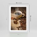 Plakat w ramie 50x70 - Kawowa filiżanka pełna aromatu - kawa, filiżanka - rama biała