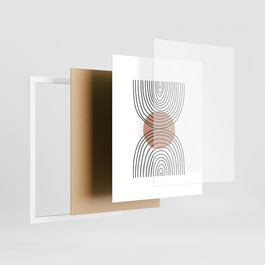 Plakat w ramie 40x50 - Przenikające Widzenia - półkola, koło - rama biała
