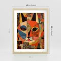 Plakat w ramie 40x50 - Impresje Nieznanych Odniesień - abstrakcyjny obraz olejny, kot - rama drewno