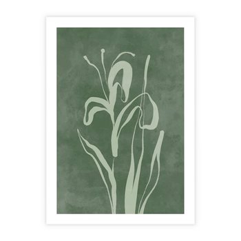 Plakat bez ramy 40x50 - Zielony Oddech - zielona abstrakcja, zgaszona zieleń